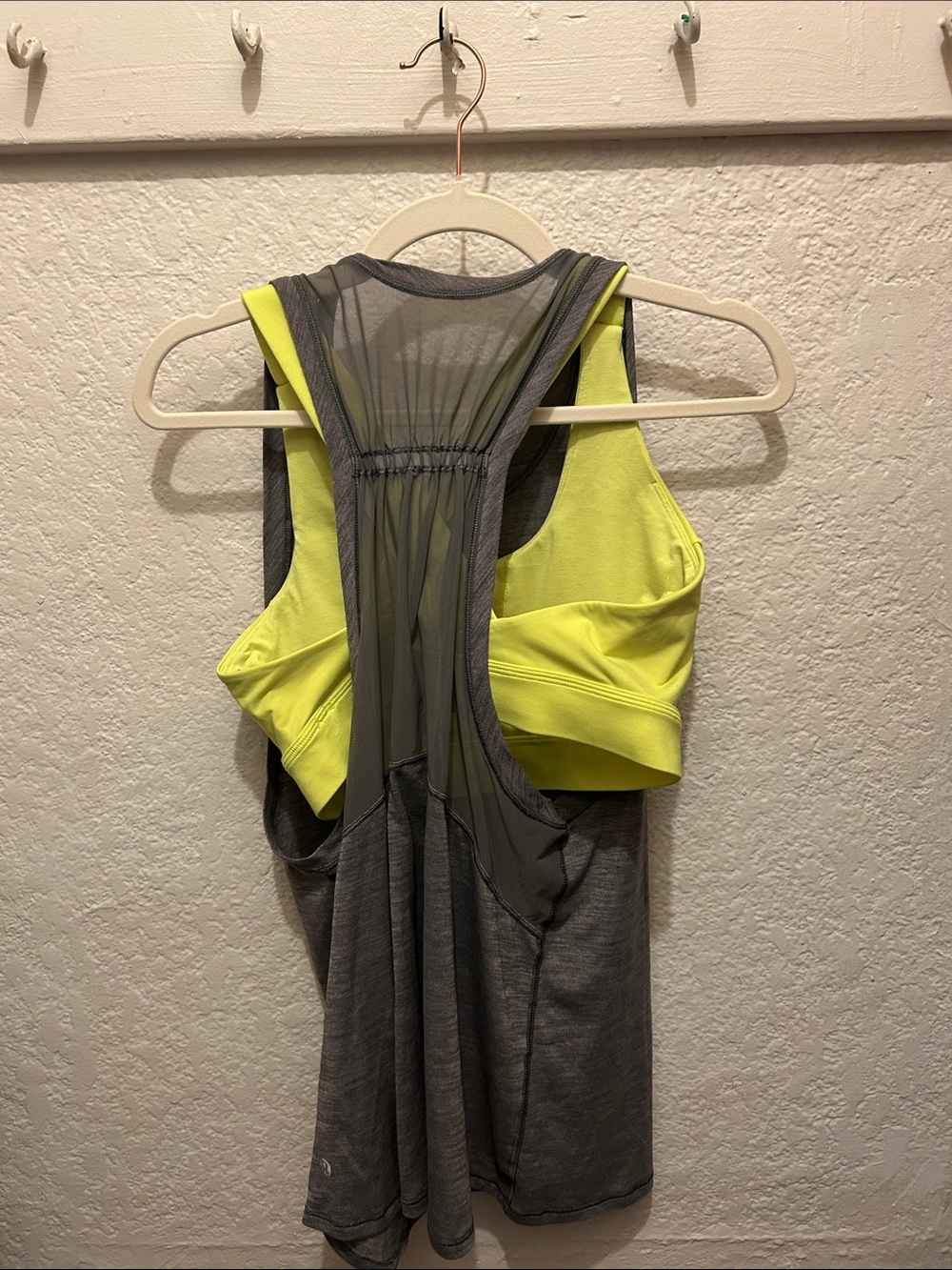 LULULEMON athletica Gray Tank with Neon Yellow Side Panel *Original Style* - Picture 4 of 6